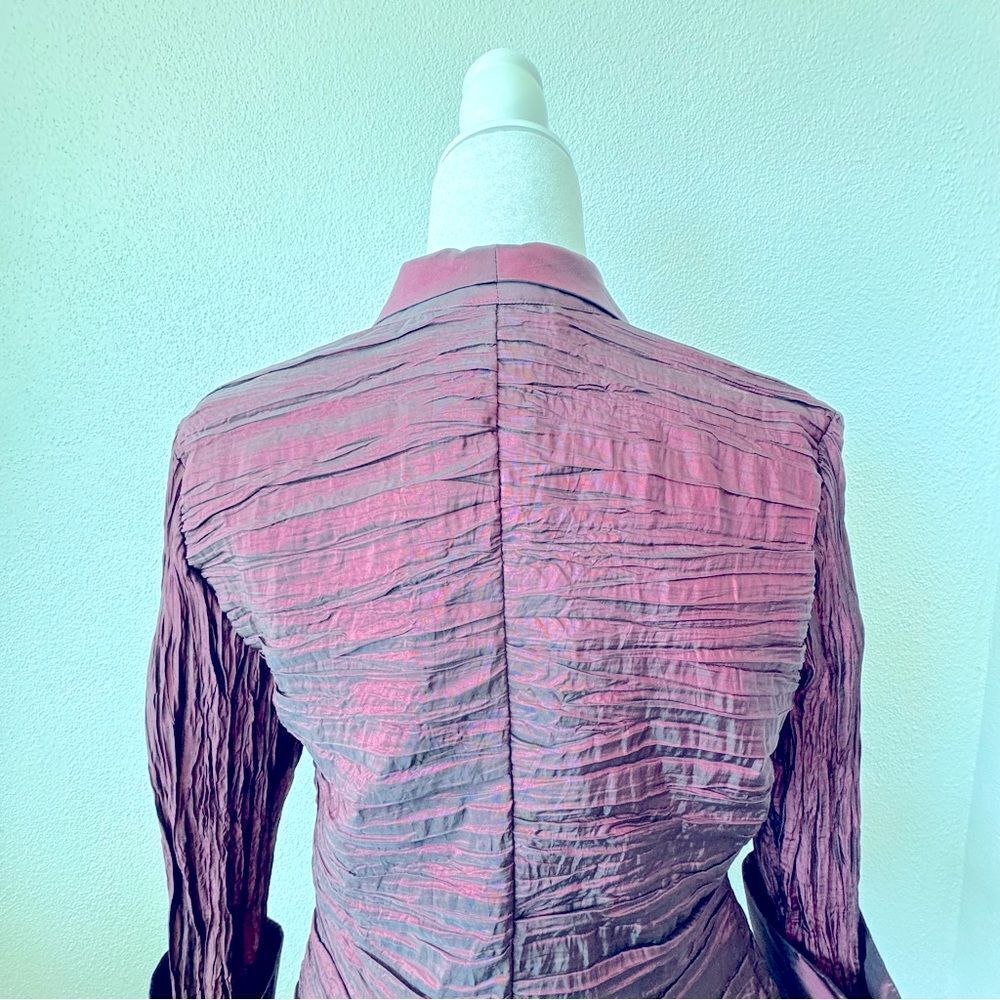 Jackie Jon New York Jacket Crinkle Crushed Burgundy Dressy Y2K SZ 10 - Picture 8 of 12